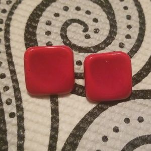 Vintage red thumbprint earrings